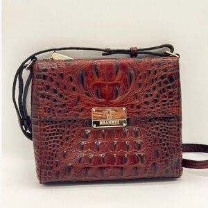 Brahmin Pecan Melbourne Croc Leather Manhattan Bag